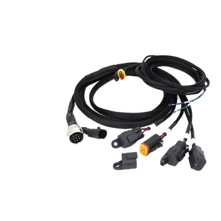 Car wiring harness with connectors on a white background
