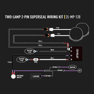 Wiring diagram for a two-lamp 2-pin Superseal wiring kit