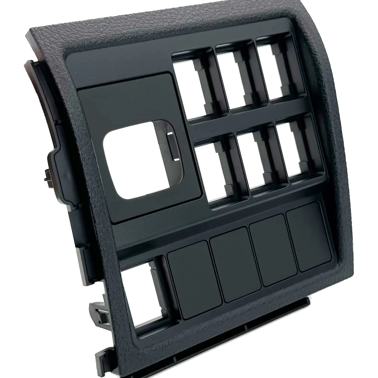 Lightforce Switch Fascia — Toyota LandCruiser 200 Series – angled front view of the black fascia panel