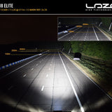 High-performance lighting system demonstration on a dark road with Lazer branding.