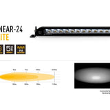 LED light bar with specifications and features on a white background