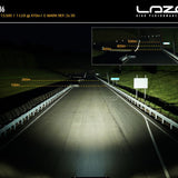 High-performance lighting system demonstration on a dark road with Lazer branding.