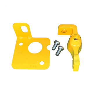 Yellow powder-coat battery master switch lockout lever kit for KT 75907 and 75910 isolator switches