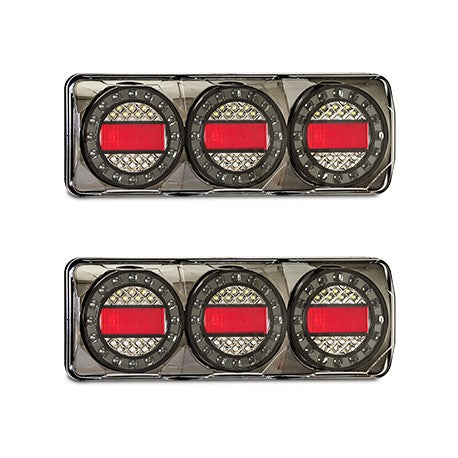 LED Autolamps - LED Black Chrome Reverse with Reflex Reflector 12-24V | Stop/Tail/Indicator Lights