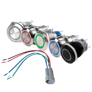 Series of Metal Push Button Switches w/LED On/Off, 19mm 5V (Harness sold separately)
