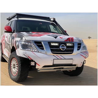 Nissan vehicle with a colorful wrap on a desert background