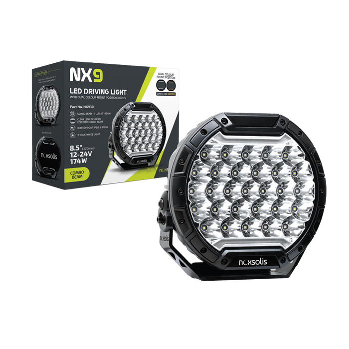 NoxSolis LED 8.5" Driving Lamp – Combo Beam incl covers 12-24V SINGLE