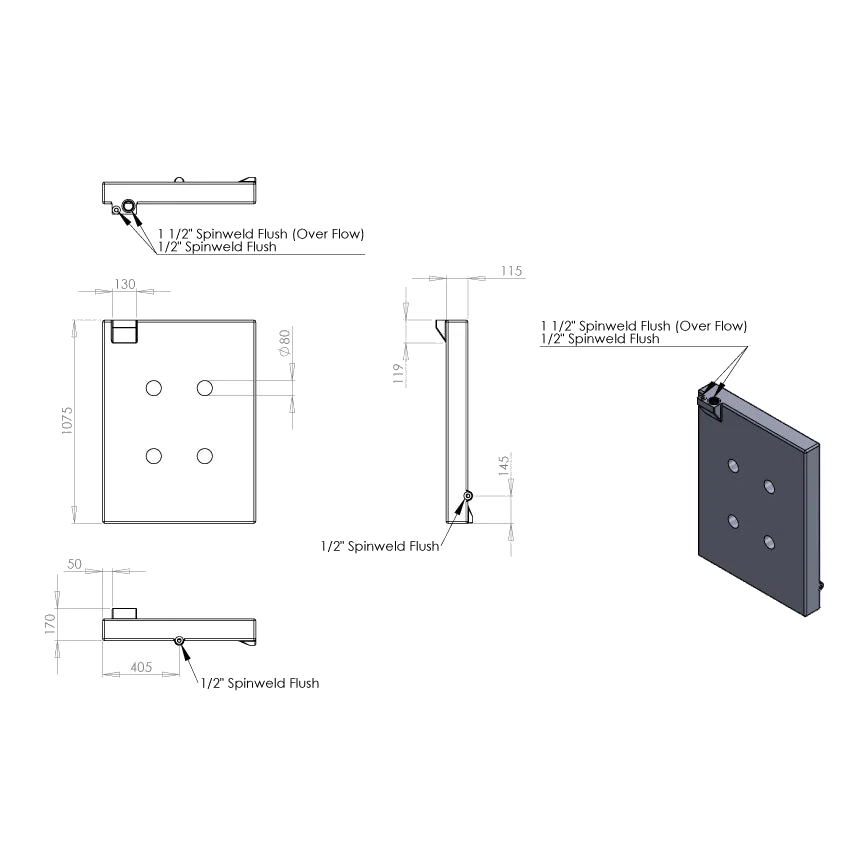 BOAB 80L Poly Under Tray Water Tank – view 2