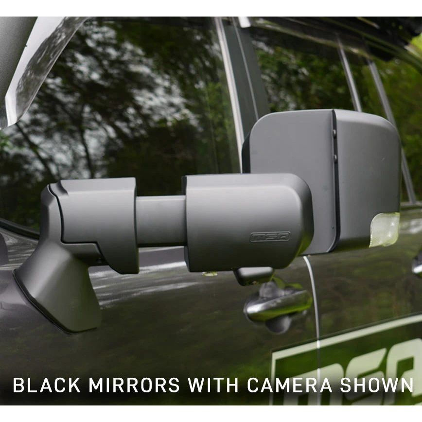 Car side mirrors with camera attachment on a vehicle