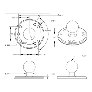 RAM 7/16" Dia. Round Base with 1" B-Size Ball – view 4