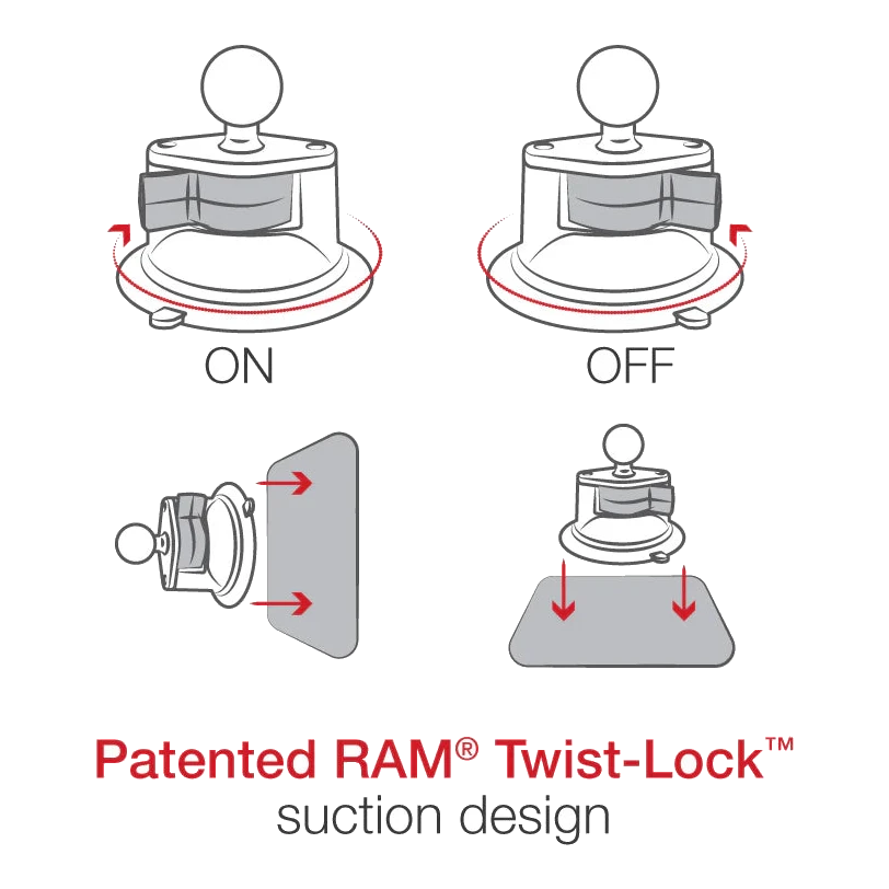 RAM® Twist-Lock™ Suction Cup Mount with 1/4"-20 Camera Adapter - Medium – view 3