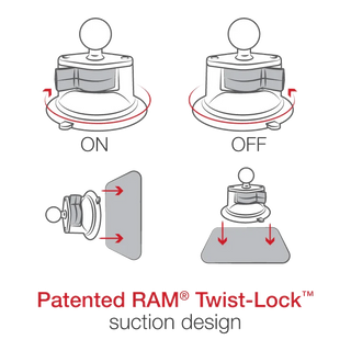 RAM® Twist-Lock™ Suction Cup Mount with 1/4"-20 Camera Adapter - Medium – view 3