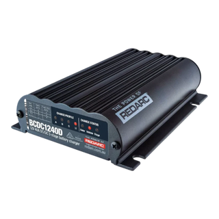 Redarc BCDC Classic40 40A DC-DC battery charger with built-in MPPT solar input, front view with Redarc branding