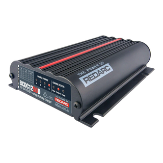 Redarc BCDC Classic50 BCDC1250D 50A DC-DC battery charger with MPPT solar input, front view