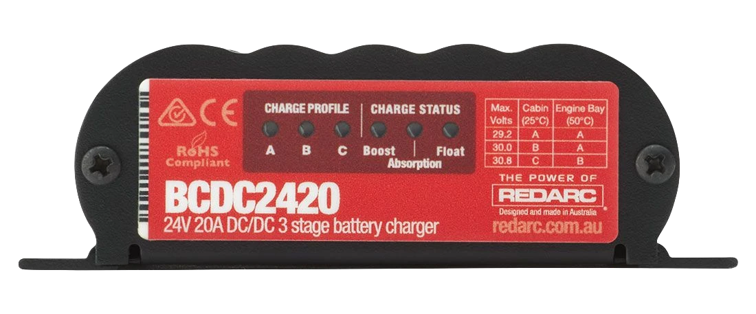 Redarc BCDC2420 — 24V 20A Under Bonnet DC-DC Charger with MPPT Solar Input