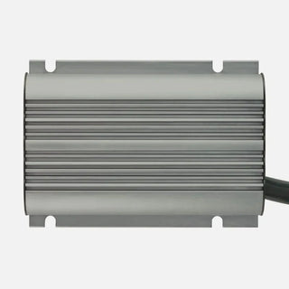 Redarc BCDC Core 25 top view showing mounting tabs and DIP switch cover