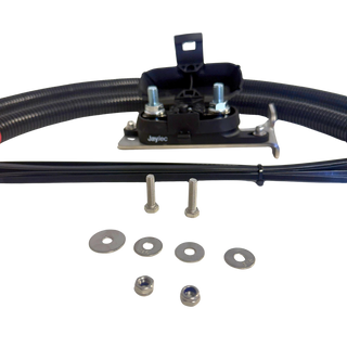 The mega fuse holder and stainless mounting bracket with the supplied bolts, washers, nyloc nuts and cable ties – Isuzu DMAX RG 4JJ3 Upgraded Alternator Kit (BKS-240DMAX)