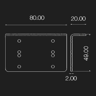 Dual Anderson SB50 right-angle bracket BKT1052 dimensions drawing 80x49x20mm