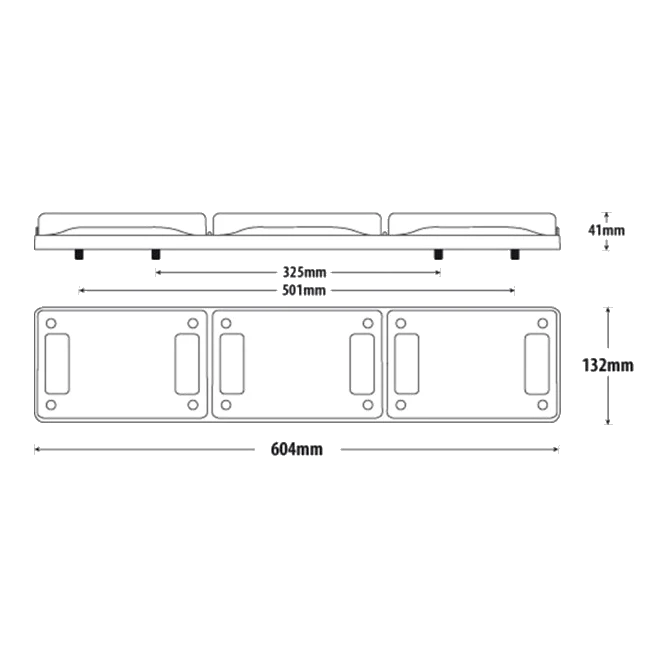 Roadvision 10-30V Stop/Tail x 2/Ind Jumbo Triple Surface Mount 604x132mm – view 2