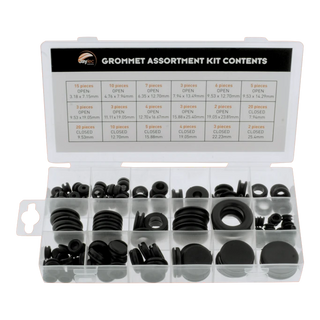 125-piece rubber grommet assortment kit in storage case, 18 sizes