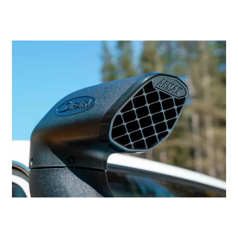 Close-up of the Safari ARMAX snorkel air ram fitted to a LandCruiser 70 Series