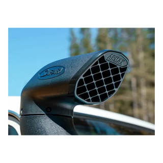 Close-up of the Safari ARMAX snorkel air ram fitted to a LandCruiser 70 Series