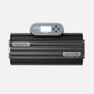 REDARC Manager30 BMS1230S3 shown from above with the battery monitor display positioned alongside it