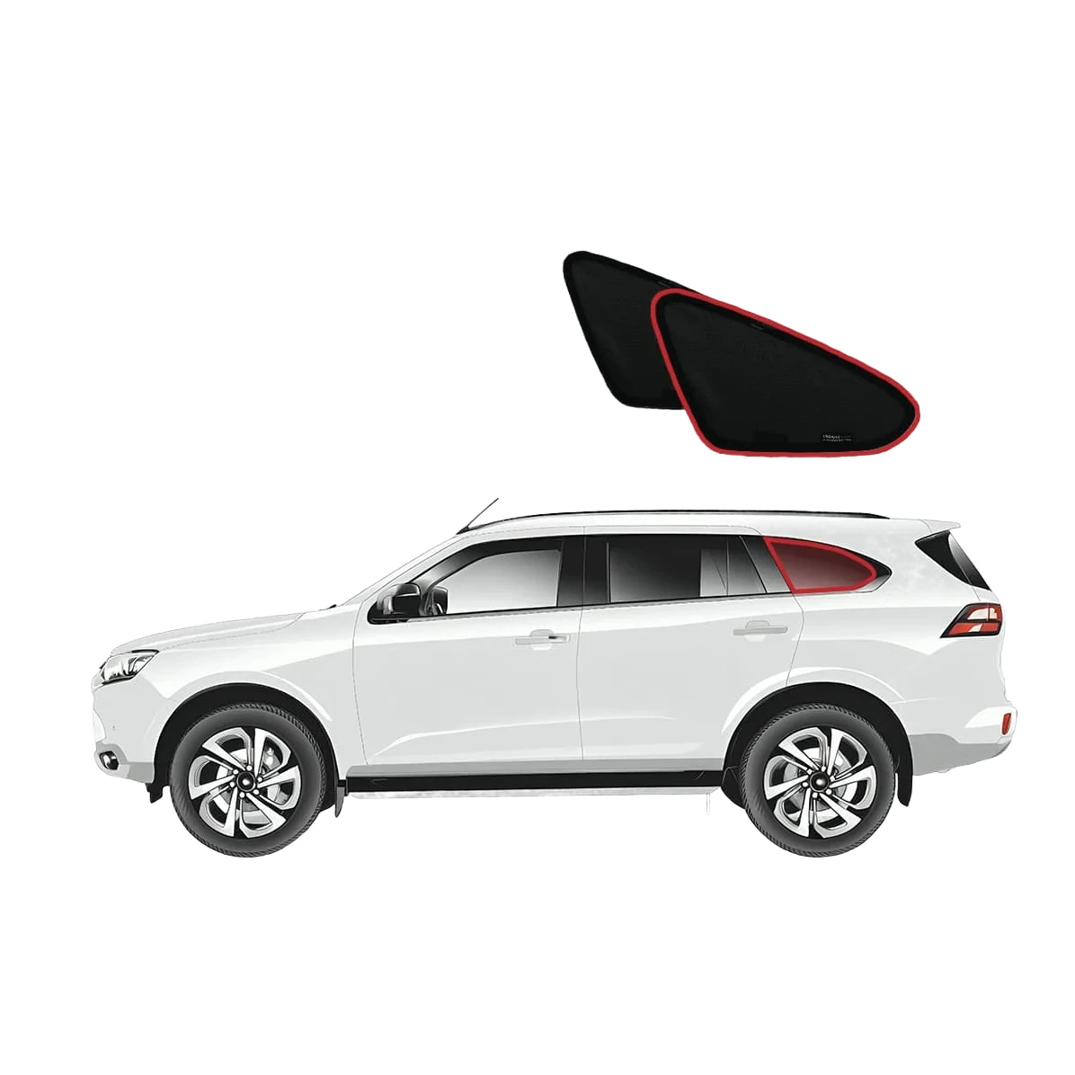 White Isuzu MU-X with port window shade – SnapShades Isuzu MU-X Port Window Shades (RJ 2020+)