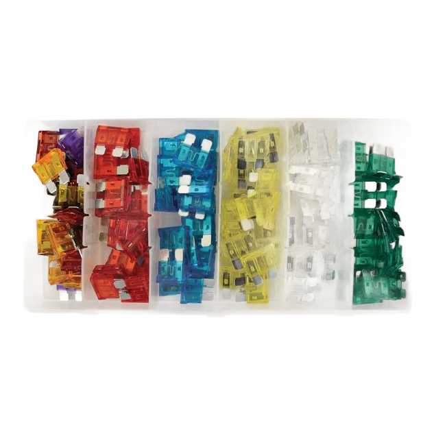 Standard blade fuse colour code chart mapping automotive fuse amperages to their industry-standard colour codes