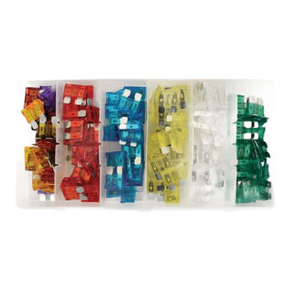 Standard blade fuse colour code chart mapping automotive fuse amperages to their industry-standard colour codes