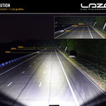 High-performance lighting system demonstration on a dark road with Lazer branding.