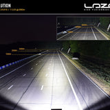 High-performance lighting system demonstration on a dark road with Lazer branding.