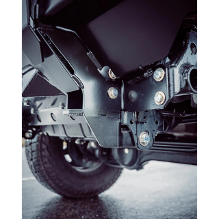 Underside view of the TCC 70 Series Single Cab Bull Bar - Facelift (2024 - Present) mounting on a LC70