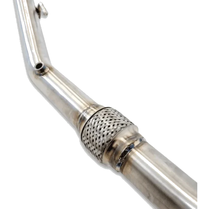 Close-up of a metallic exhaust pipe with a textured end cap – Torqit 2.5″ Performance Exhaust for 1.5L Suzuki Jimny 04/2019+