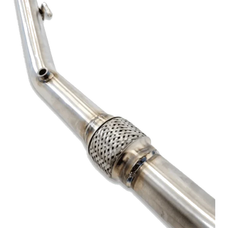 Close-up of a metallic exhaust pipe with a textured end cap – Torqit 2.5″ Performance Exhaust for 1.5L Suzuki Jimny 04/2019+