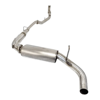 Metallic exhaust system on a white background – Torqit 2.5″ Performance Exhaust for 1.5L Suzuki Jimny 04/2019+