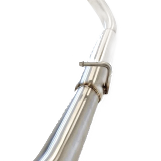 Close-up of a metallic exhaust pipe with a clamp on a white background – Torqit 2.5″ Performance Exhaust for 1.5L Suzuki Jimny 04/2019+