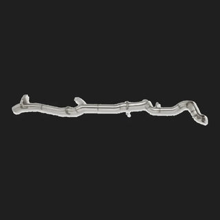 Metal exhaust pipe on a white background – Torqit 3.5″ Single Exit DPF Back Exhaust 78 Series 4.5L Toyota Landcruiser 08/2016+