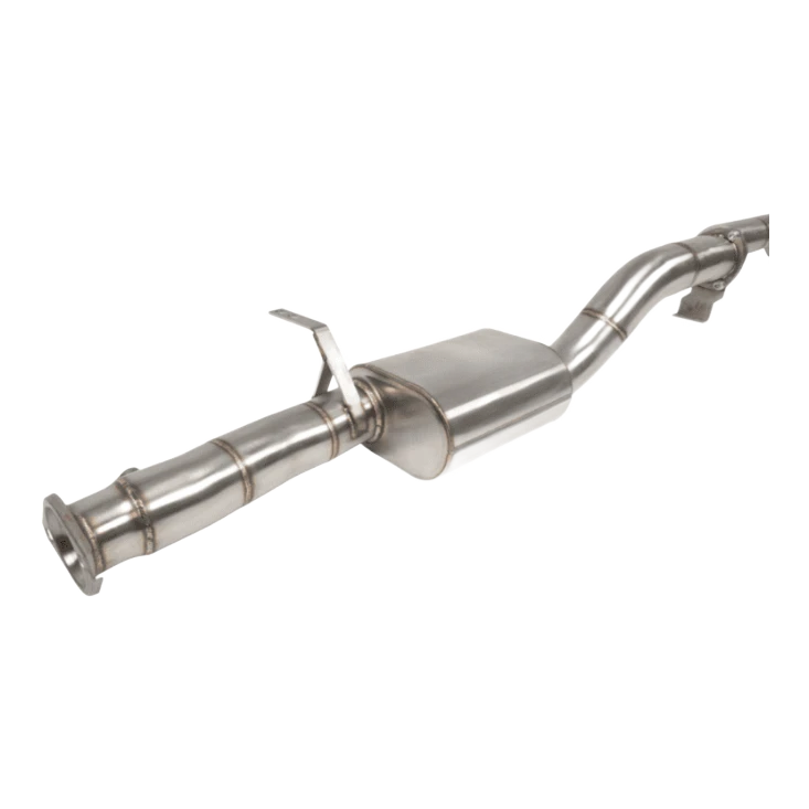 Metallic exhaust pipe on a white background – Torqit 3.5″ Single Exit DPF Back Exhaust 79 Series Single Cab 4.5L Toyota Landcruiser 08/2016+ – view 4