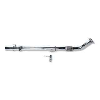 Chrome exhaust pipe on a white background – Torqit 3″ DPF Back Performance Exhaust for 2.8L N80 Toyota Hilux 08/2020+