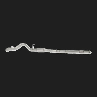 The complete stainless exhaust system photographed side on against white, from the front flange through the resonator to the tailpipe, showing the overall run and hanger positions – Torqit 3” DPF Back Performance Exhaust - ISUZU D-MAX 3.0TD GEN 3 9/2020+