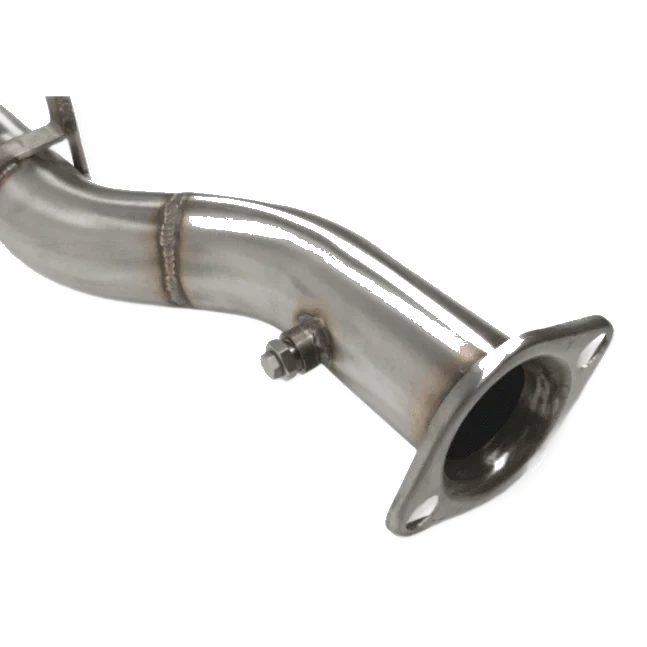Metallic exhaust pipe on a white background – Torqit 3″ Single Exit DPF Back Exhaust 76 Series 4.5L Toyota Landcruiser 08/2016+ – view 6