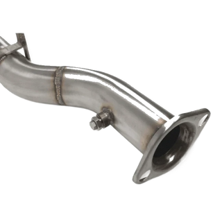 Metallic exhaust pipe on a white background – Torqit 3″ Single Exit DPF Back Exhaust 76 Series 4.5L Toyota Landcruiser 08/2016+ – view 6