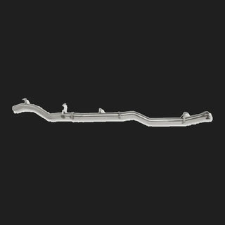 Metallic exhaust pipe on a white background – Torqit 3″ Single Exit DPF Back Exhaust 79 Series 4.5L Toyota Landcruiser Dual Cab 2016-09/2023