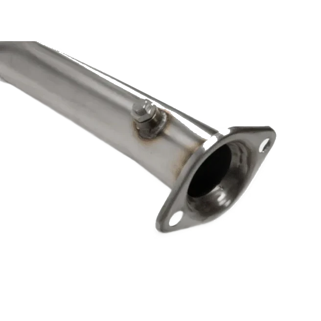 Metal exhaust pipe on a white background – Torqit 3″ Single Exit DPF Back Exhaust 79 Series 4.5L Toyota Landcruiser Dual Cab 2016-09/2023