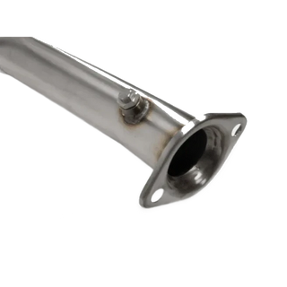 Metal exhaust pipe on a white background – Torqit 3″ Single Exit DPF Back Exhaust 79 Series 4.5L Toyota Landcruiser Dual Cab 2016-09/2023