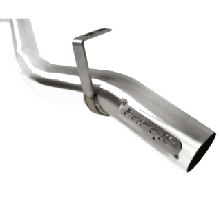 Stainless steel exhaust pipe with Torqit branding – Torqit 3″ Single Exit DPF Back Exhaust 79 Series 4.5L Toyota Landcruiser Dual Cab 2016-09/2023