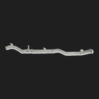 Chrome exhaust pipe on a white background – Torqit 3″ Single Exit DPF Back Exhaust 79 Series 4.5L Toyota Landcruiser Single Cab 2016-09/2023