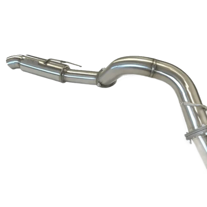 Metallic exhaust pipe on a white background – Torqit DPF Back 3.5″ Performance Exhaust Toyota 300 Series Landcruiser