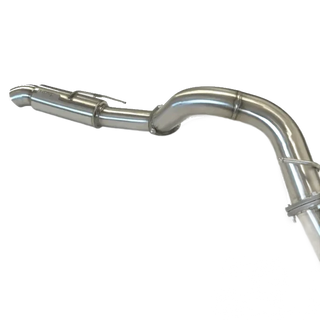 Metallic exhaust pipe on a white background – Torqit DPF Back 3.5″ Performance Exhaust Toyota 300 Series Landcruiser